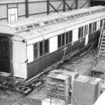 A more recent picture showing the coach regaining its former glory in the Swindon shed at Williton station. It is, perhaps, very appropriate that both the coach and the shed in which it was restored both began their lives at Swindon and are seen together again at Williton.